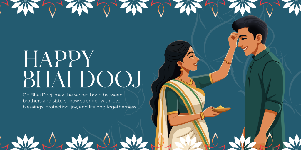 Sister applying tilak to her brother on Bhai Dooj 2025 celebration